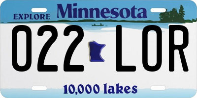 MN license plate 022LOR