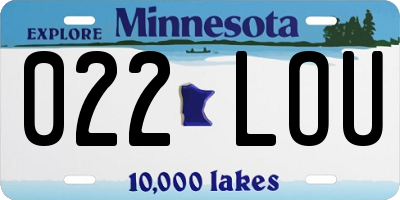 MN license plate 022LOU