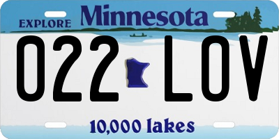 MN license plate 022LOV