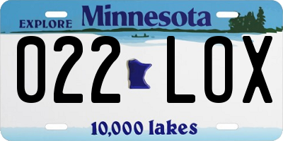 MN license plate 022LOX