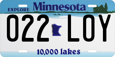 MN license plate 022LOY