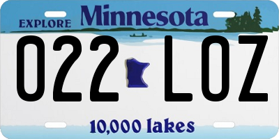 MN license plate 022LOZ