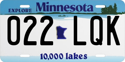 MN license plate 022LQK
