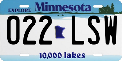 MN license plate 022LSW