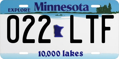 MN license plate 022LTF