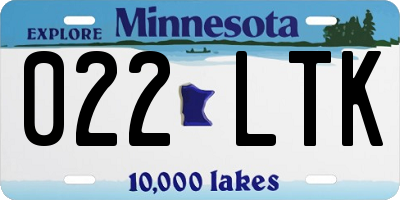 MN license plate 022LTK
