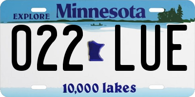 MN license plate 022LUE