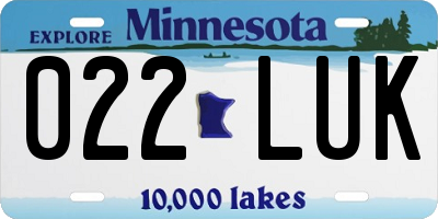 MN license plate 022LUK