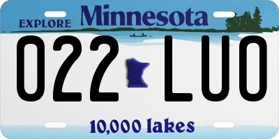 MN license plate 022LUO