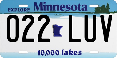 MN license plate 022LUV
