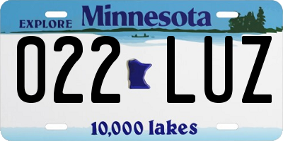MN license plate 022LUZ
