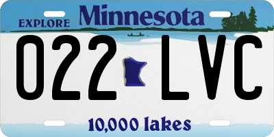 MN license plate 022LVC