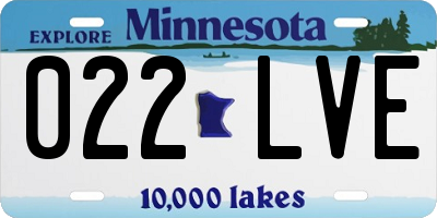 MN license plate 022LVE