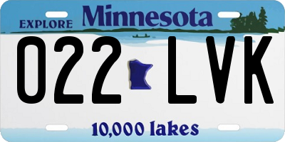 MN license plate 022LVK