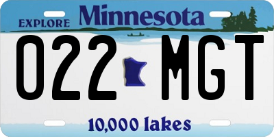MN license plate 022MGT