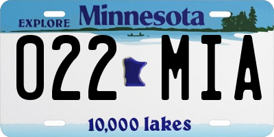 MN license plate 022MIA