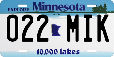 MN license plate 022MIK