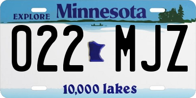 MN license plate 022MJZ