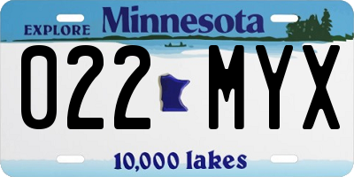 MN license plate 022MYX