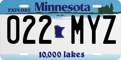 MN license plate 022MYZ