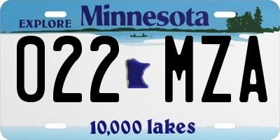 MN license plate 022MZA