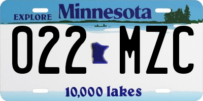 MN license plate 022MZC