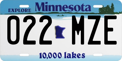 MN license plate 022MZE