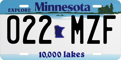 MN license plate 022MZF