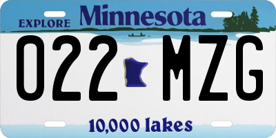 MN license plate 022MZG