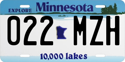 MN license plate 022MZH