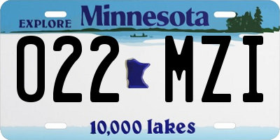 MN license plate 022MZI