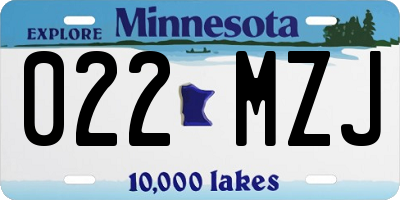 MN license plate 022MZJ