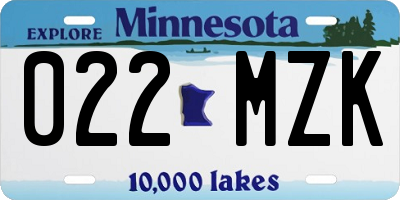 MN license plate 022MZK