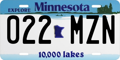 MN license plate 022MZN