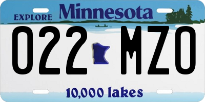MN license plate 022MZO