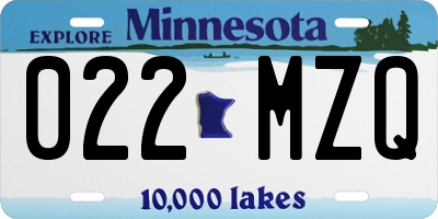 MN license plate 022MZQ