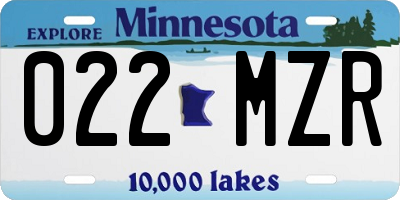 MN license plate 022MZR