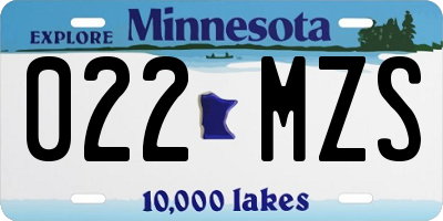 MN license plate 022MZS