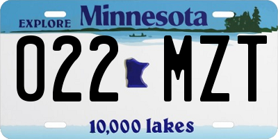 MN license plate 022MZT