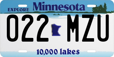 MN license plate 022MZU