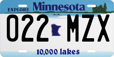 MN license plate 022MZX
