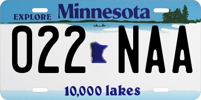 MN license plate 022NAA