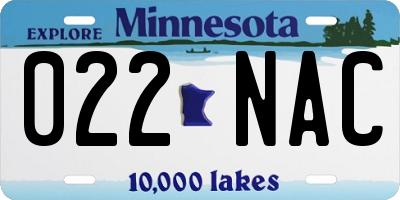 MN license plate 022NAC