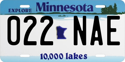 MN license plate 022NAE