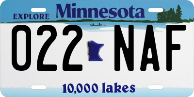 MN license plate 022NAF