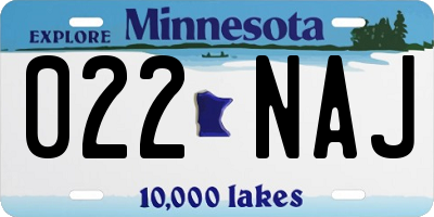 MN license plate 022NAJ