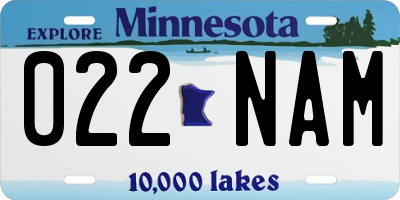 MN license plate 022NAM