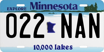 MN license plate 022NAN