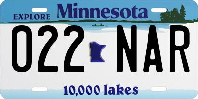 MN license plate 022NAR
