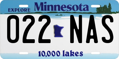 MN license plate 022NAS